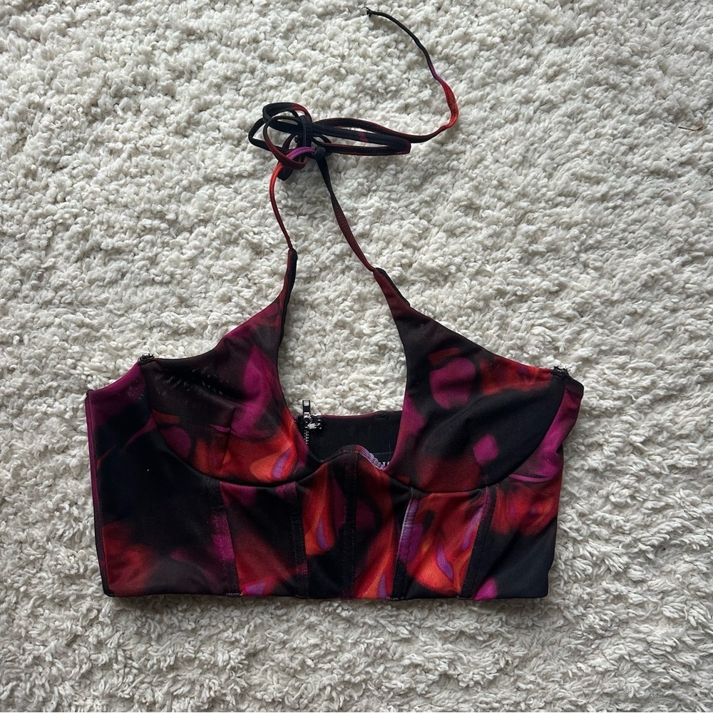 WHITE FOX RHYTHM OF THE NIGHT BUSTIER AND PANT SET IN PINK FLAME PRINT - Picture 7 of 15